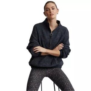 Varley Textured Black Zip Pullover